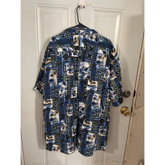 Hilo Hattie Hawaiian Original blue short sleeved button front collar size 3XL - Picture 2 of 5